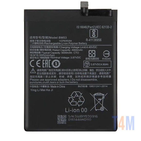 Bateria BM53 para Xiaomi Mi 10t/Mi 10t Pro 5000mAh